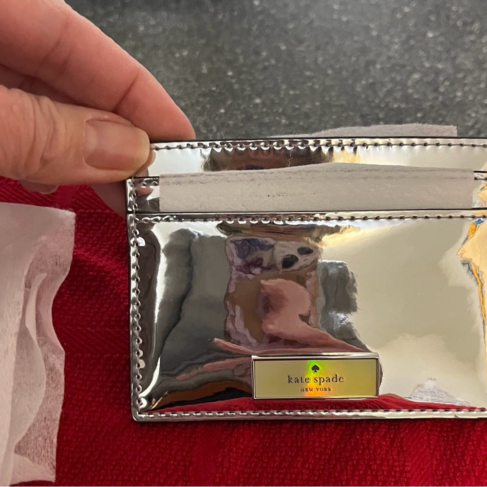 Kate Spade Metallic Silver Card Holder